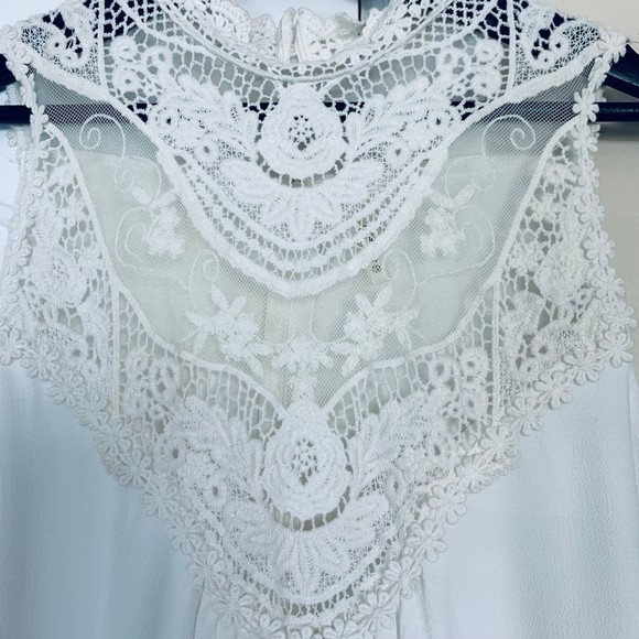 Paradise USA Embroidered Lace Dressy Flowy Romper/Jumpsuit - Ivory | Size: S - Picture 4 of 11